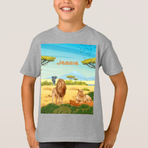 Camiseta Leões Personalizados na Savana