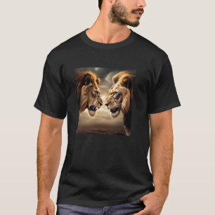 Camiseta Leões se Confrontando Amantes de Leões Africanos A