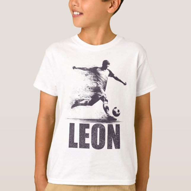 Camiseta Leon Soccer Boys Personalized First Name Leon  (Frente)