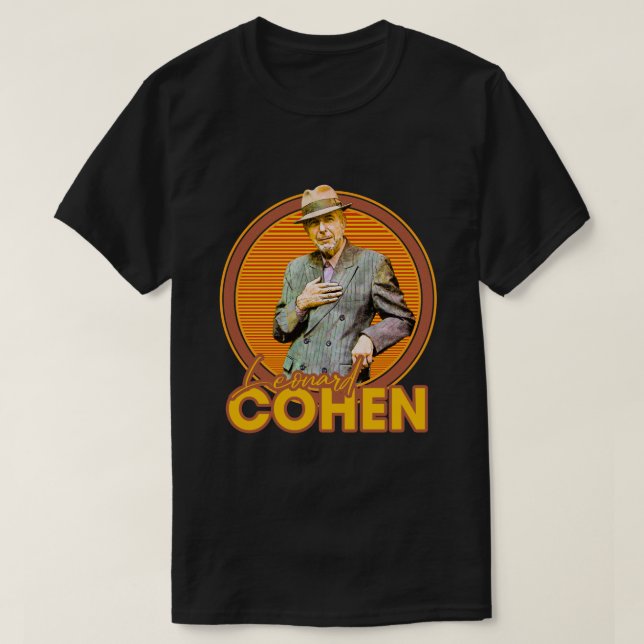 Camiseta Leonard Cohen 70s Estilo estético Fan Art (Frente do Design)