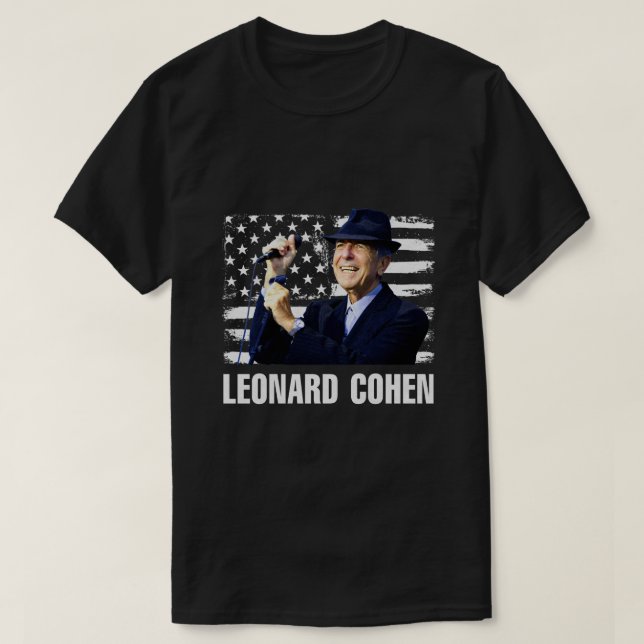 Camiseta Leonard Cohen American Flag (Frente do Design)