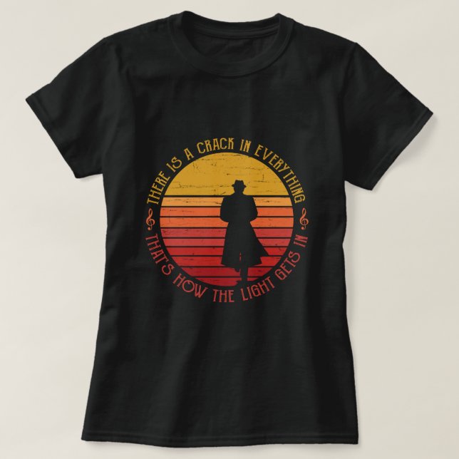 Camiseta Leonard Cohen Há um Crack em Tudo (Frente do Design)