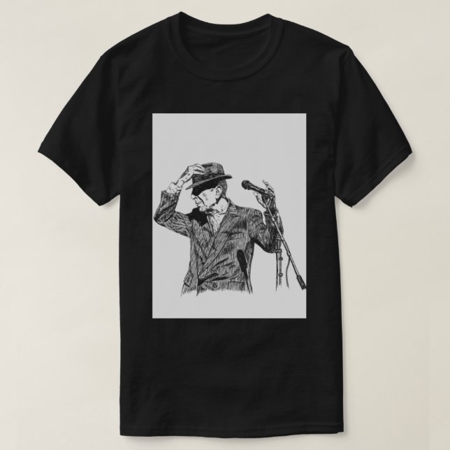 Camiseta Leonard Cohen Original Hand Drawn Ink Print   (Frente do Design)