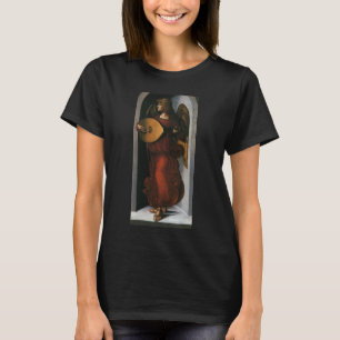 Camiseta Leonardo da Vinci é um anjo em vermelho com uma Lu