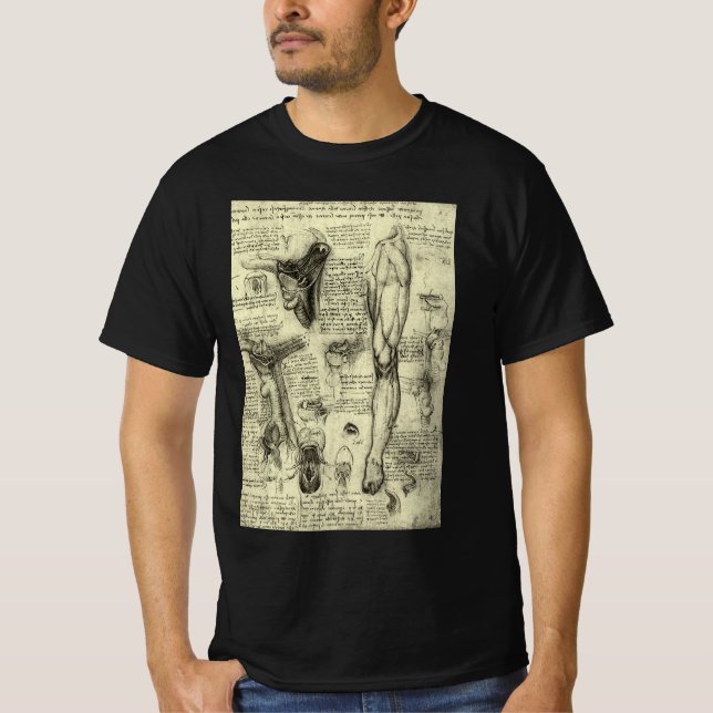 Camiseta Leonardo da Vinci Vintage Anatomia Humana Laringe  (Frente)