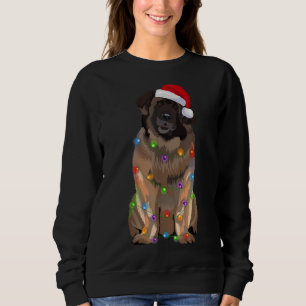 Camiseta Leonberger Christmas Lights Xmas Dog Papais noeis 