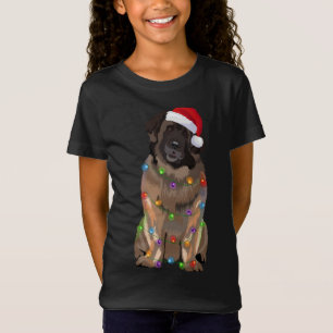 Camiseta Leonberger Christmas Lights Xmas Dog Papais noeis 