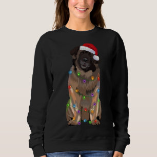 Camiseta Leonberger Christmas Lights Xmas Dog Papais noeis