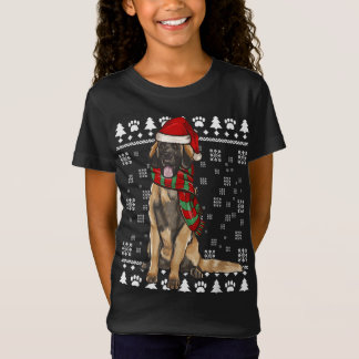Camiseta Leonberger Dog Santa Hat Xmas Ugly Christmas