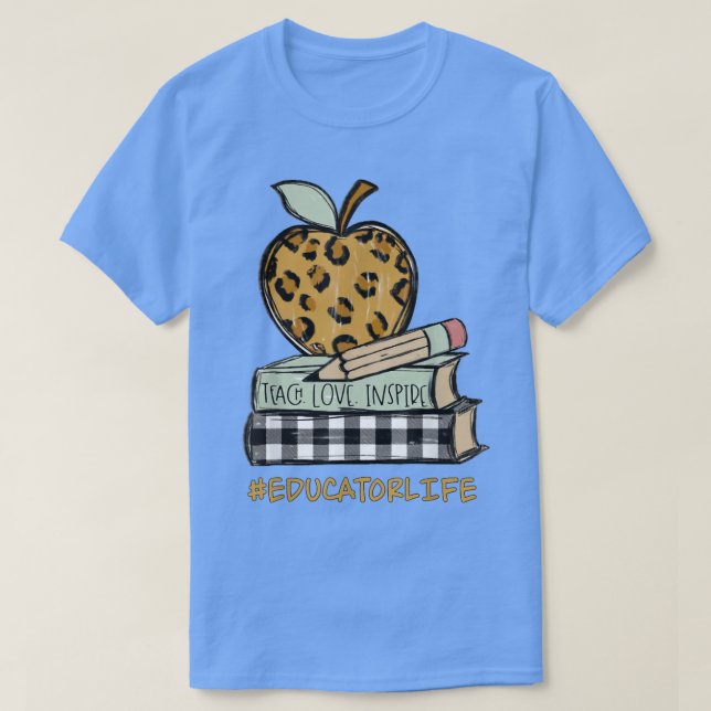 Camiseta Leopard Apple EDUCATOR LIFE Back To School Classic (Frente do Design)