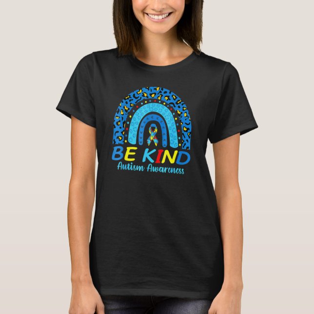 Camiseta Leopard Arco-íris Seja Gentil Mês de Conscientizaç (Frente)