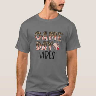 Camiseta Leopard Baseball Game Day Vibes Baseball Mãe Mothe