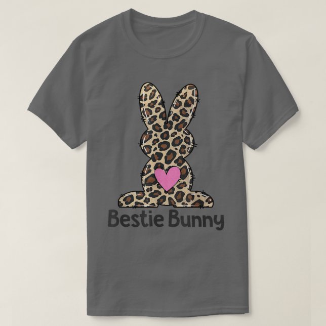 Camiseta Leopard Bestie BFF Páscoa Coelhinho Dia B (Frente do Design)