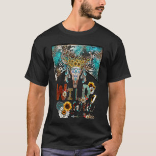 Camiseta Leopard Boho Bull Crânio Alma Selvagem Hippie Ocid