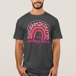 Camiseta Leopard Boho Rainbow Oncologia Enfermeira de Mama