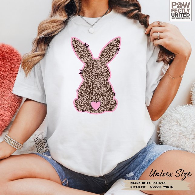 Camiseta Leopard Bunny Cores Personalizáveis Doodle Fofo Ro (Criador carregado)