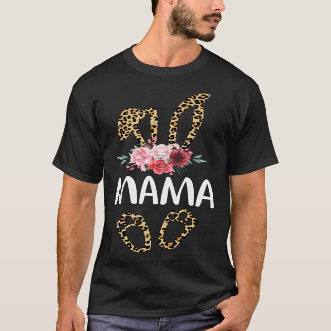 Camiseta Leopard Bunny Mama Easter Bunny Ears (Frente)