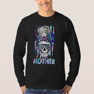 Camiseta Leopard Cansado Como Mãe, Skull American Flag Mãe