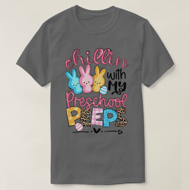 Camiseta Leopard Chillin Com Minha Professora De Bunnies Da (Frente do Design)
