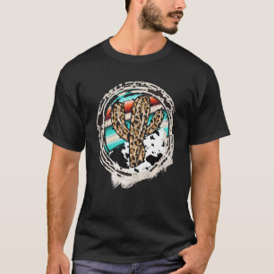 Camiseta Leopard Cow Patterno Cactus Serape Impressão Cowgi