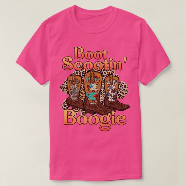 Camiseta Leopard Cowboy Boots Scoting Boogues Western Count (Frente do Design)