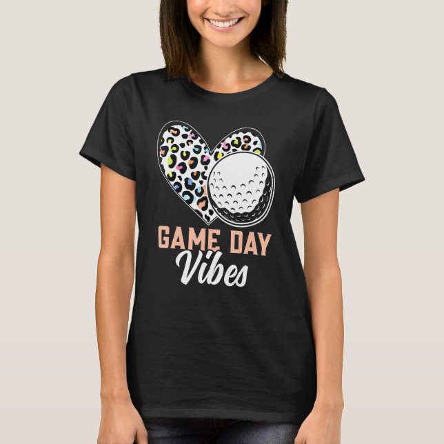 Camiseta Leopard Cute Heart Game Day Vibes Golf (Frente)