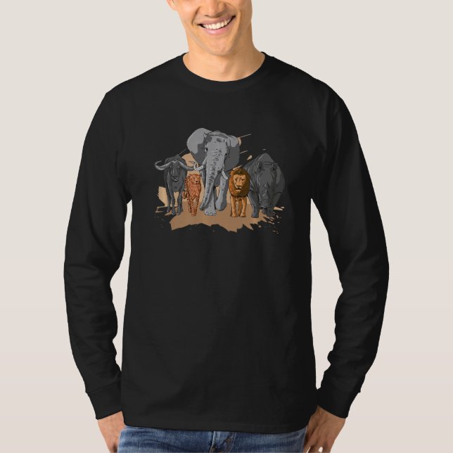 Camiseta Leopard Elephant Lion Rhino African Willife (Frente)