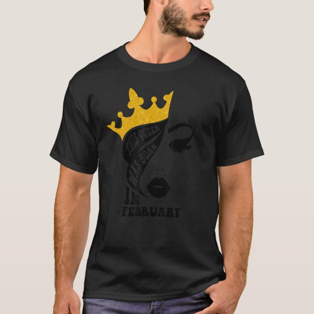 Camiseta Leopard Esta Rainha Foi Nascer Em Fevereiro Parto (Frente)