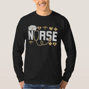 Camiseta Leopard Estetoscópio Scrub Life Para Um Nu Registr