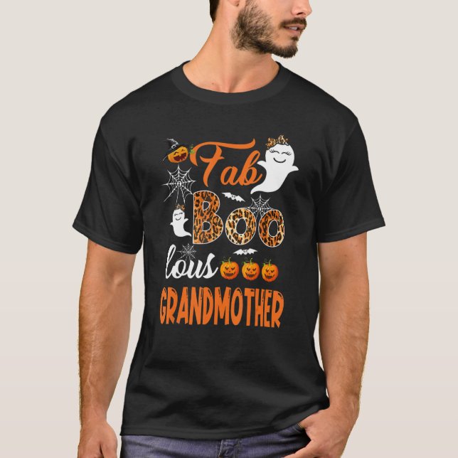 Camiseta Leopard Fab Boo Lous Avó Spookie Halloween (Frente)