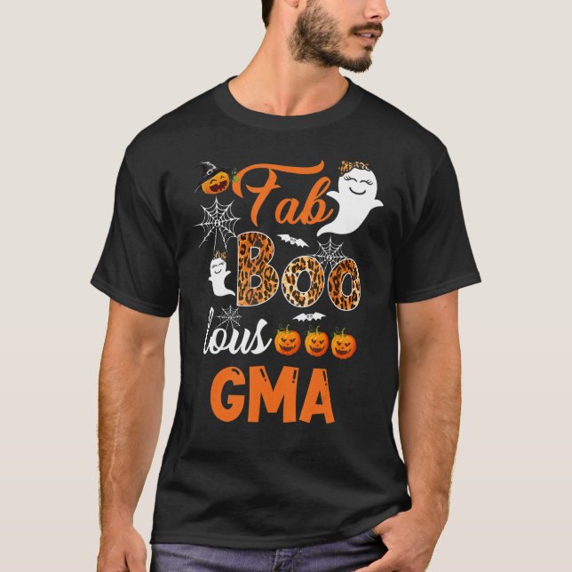 Camiseta Leopard Fab Boo Lous Gma Spooky Halloween (Frente)