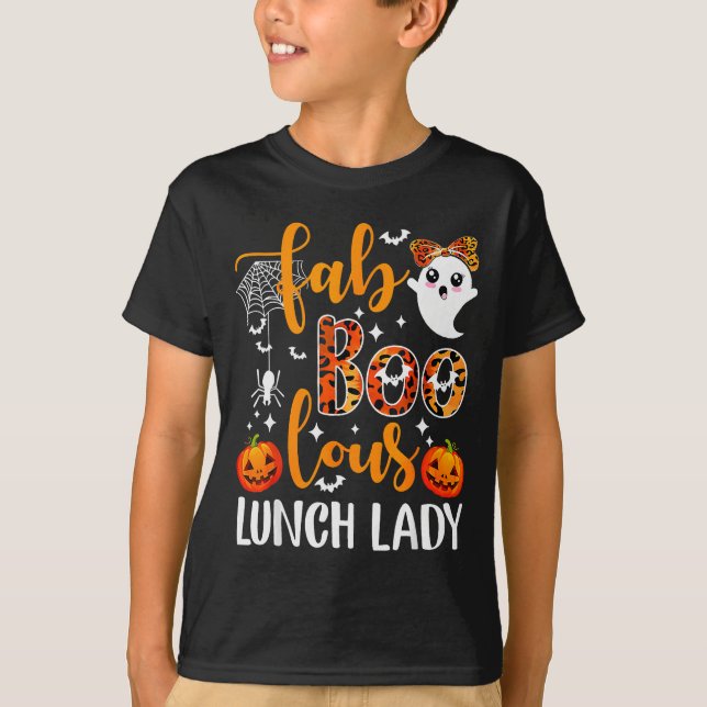 Camiseta Leopard Fab Boo Lous Lunch Lady Matching Group Tee (Frente)