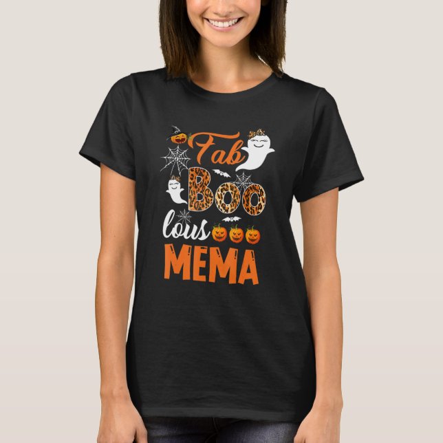 Camiseta Leopard Fab Boo Lous Mema Spooky Halloween (Frente)