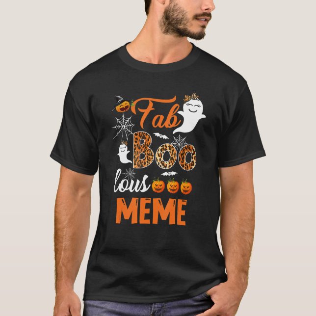 Camiseta Leopard Fab Boo Lous Meme Spooky Halloween (Frente)