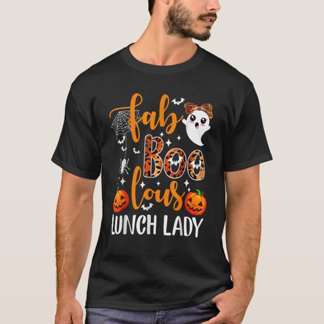 Camiseta Leopard Fab Boo Lunch Lady Team Professor Hallo (Frente)