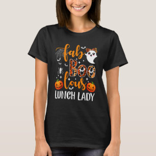 Camiseta Leopard Fab Boo Lunch Lady Team Professora Spook