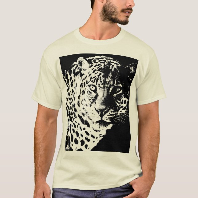 Camiseta Leopard Face Pop Art Modelo Moderno Elegante Homen (Frente)