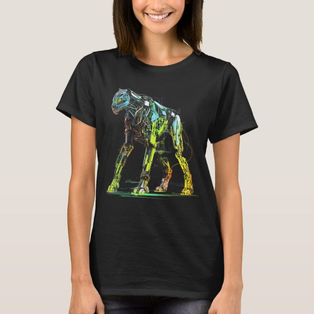 Camiseta Leopard Fantasy Robot Artwork  Zoo Animal Tiger (Frente)