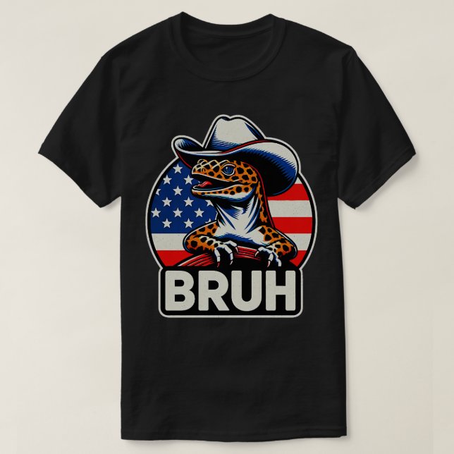 Camiseta Leopard Gecko - bandeira americana (Frente do Design)