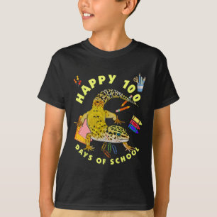 Camiseta Leopard Gecko Feliz 100 Dias De Engraçado Escolar