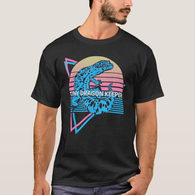 Camiseta Leopard Gecko Retro Tiny Dragon Keeper (Frente)