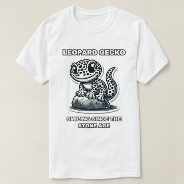Camiseta Leopard Gecko sorrindo desde a idade da pedra (Frente do Design)