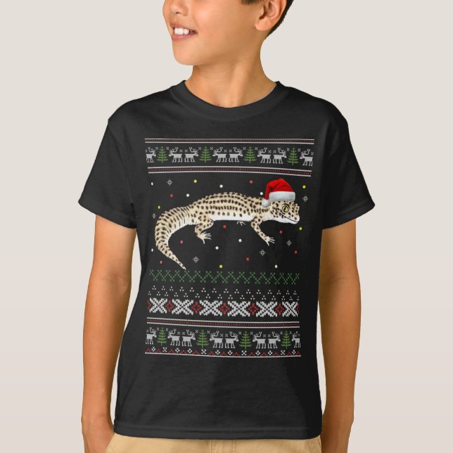 Camiseta Leopard Gecko Ugly Christmas Sweater (Frente)