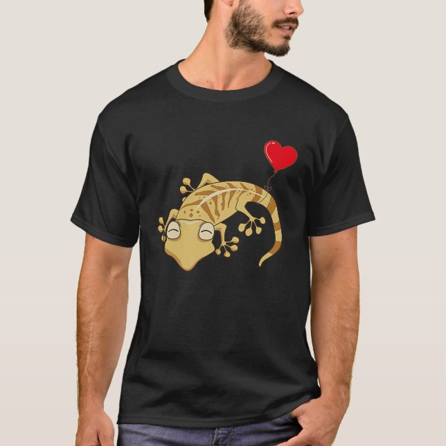 Camiseta Leopard Gecko With Heart Balloon Valentines Day Lo (Frente)
