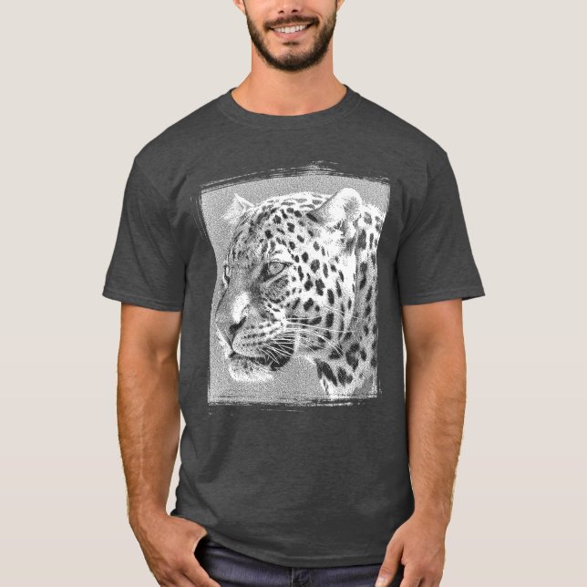 Camiseta Leopard Head Modern Elegante Heather (Frente)