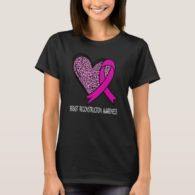 Camiseta Leopard Heart Breast Reconstruction Awareness Pink (Frente)