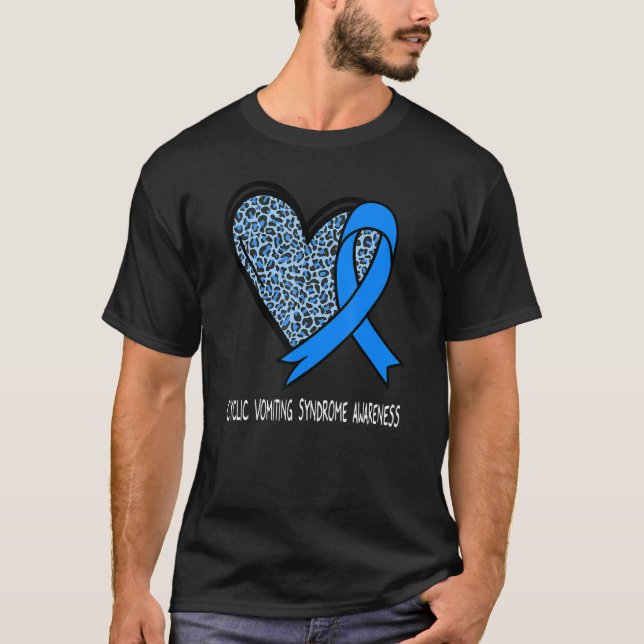 Camiseta Leopard Heart Cyclic Vomiting Syndrome Awareness B (Frente)