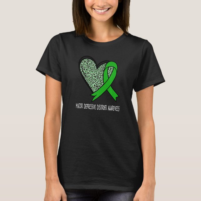 Camiseta Leopard Heart Major Depressive Disorder Awareness  (Frente)