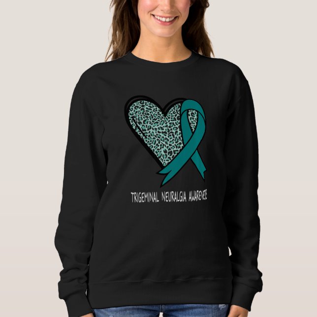 Camiseta Leopard Heart Trigeminal Neuralgia Awareness Teal  (Frente)