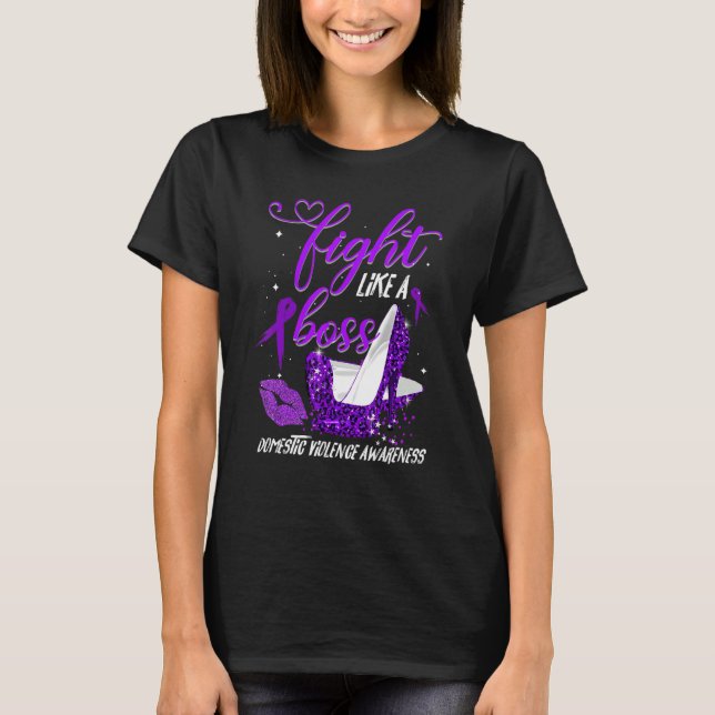 Camiseta Leopard Heels luta como um chefe de violência domé (Frente)